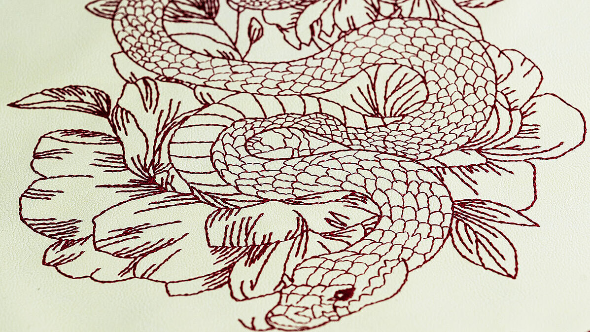 Snake in flowers - creative design with matte look