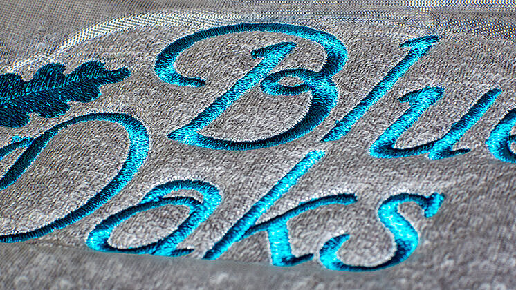 Blue Oaks golf wear logo embroidery