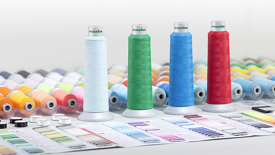 Matte embroidery thread - selection of colourful "Frosted Matt" cones