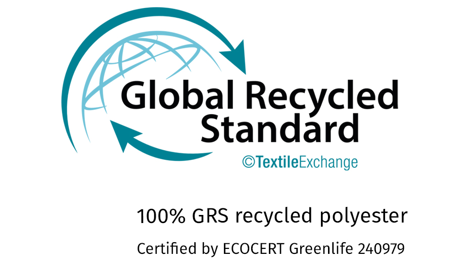 Logo des Global Recycled Standard von Textile Exchange für Chenille-Garn aus 100 % GRS-zertifiziertem recyceltem Polyester.